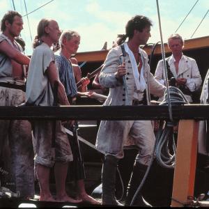 Still of Mel Gibson Anthony Hopkins and Liam Neeson in The Bounty 1984