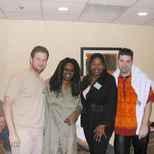 Whoopi Goldberg and Evgeny Afineevsky with his crew. 2002