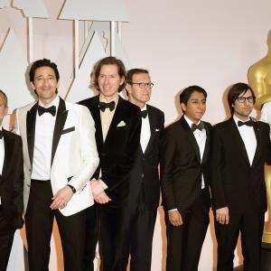 Jeff Goldblum, Adrien Brody, Wes Anderson, Jeremy Dawson, Tony Revolori and Hugo Guinness at event of The Oscars (2015)