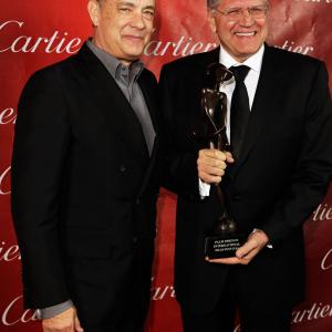 Tom Hanks and director Robert Zemeckis pose with the Director of the Year Award at the 24th annual Palm Springs International Film Festival Awards Gala.