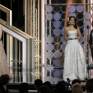 Salma Hayek, Kevin Hart and Greer Grammer at event of 72nd Golden Globe Awards (2015)