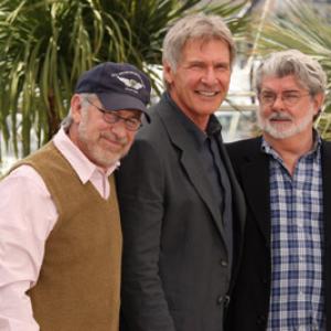 Harrison Ford, George Lucas and Steven Spielberg at event of Indiana Dzounsas ir kristolo kaukoles karalyste (2008)