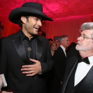 George Lucas Rose McGowan and Robert Rodriguez at event of The 79th Annual Academy Awards 2007