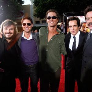 Tom Cruise Matthew McConaughey Robert Downey Jr Ben Stiller and Jack Black at event of Griaustinis tropikuose 2008