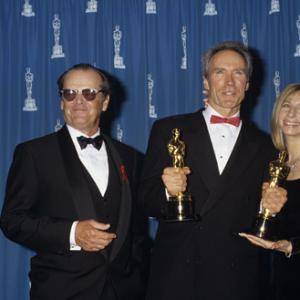 Jack Nicholson with Clint Eastwood and Barbra Stresisand at The 65th Annual Academy Awards