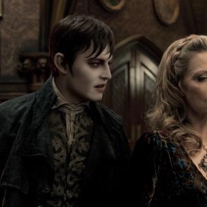 JOHNNY DEPP as Barnabus Collins and MICHELLE PFEIFFER as Elizabeth Collins Stoddard in Warner Bros. Pictures and Village Roadshow Pictures DARK SHADOWS, a Warner Bros. Pictures release.