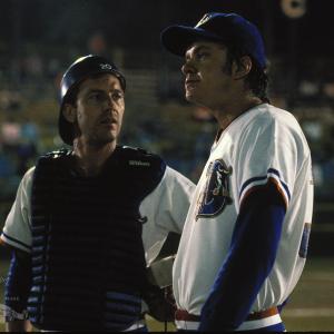 Still of Kevin Costner and Tim Robbins in Bull Durham (1988)