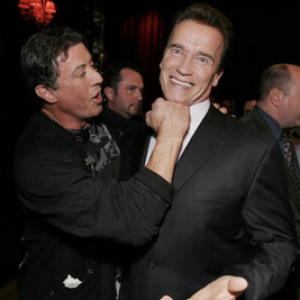 Arnold Schwarzenegger and Sylvester Stallone at event of Rambo (2008)