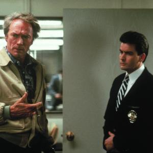 Still of Clint Eastwood and Charlie Sheen in The Rookie (1990)
