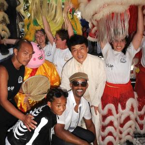 Will Smith Jackie Chan and Jaden Smith at event of The Karate Kid 2010