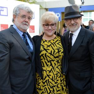 George Lucas Steven Spielberg and Katie Lucas