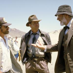 Sean Connery, Harrison Ford and Steven Spielberg in Indiana Dzounsas ir paskutinis kryziaus zygis (1989)