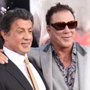Sylvester Stallone and Mickey Rourke at event of The Expendables (2010)