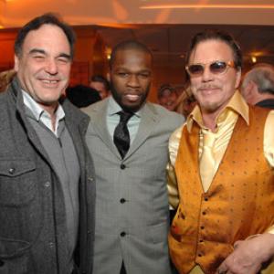 Oliver Stone Mickey Rourke and 50 Cent at event of The Wrestler 2008
