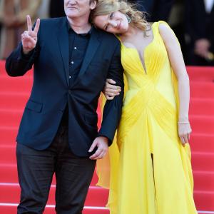 Quentin Tarantino and Uma Thurman attend the Clouds Of Sils Maria premiere during the 67th Annual Cannes Film Festival on May 23 2014 in Cannes France
