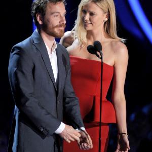 Charlize Theron and Michael Fassbender at event of 2012 MTV Movie Awards 2012