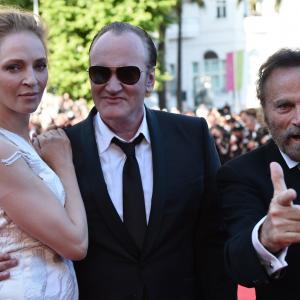 Quentin Tarantino, Uma Thurman and Franco Nero at event of Uz sauja doleriu (1964)