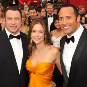 John Travolta, Kelly Preston and Dwayne Johnson at event of The 80th Annual Academy Awards (2008)