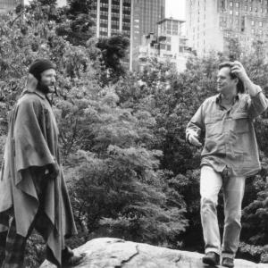 Still of Robin Williams Jeff Bridges and Terry Gilliam in The Fisher King 1991