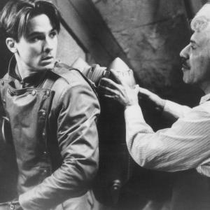 Still of Alan Arkin and Billy Campbell in The Rocketeer (1991)
