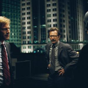 Still of Gary Oldman Christian Bale and Aaron Eckhart in Tamsos riteris 2008
