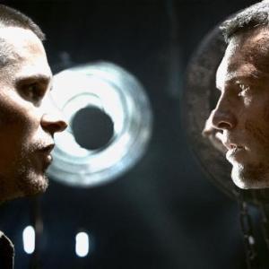Still of Christian Bale and Sam Worthington in Terminator Salvation 2009