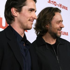 Russell Crowe and Christian Bale at event of Traukinys i Juma 2007