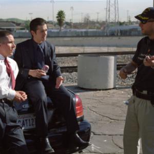 Christian Bale David Ayer and Freddy Rodrguez in Harsh Times 2005