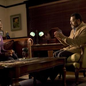 Still of Angela Bassett and Laurence Fishburne in Akeelah and the Bee 2006