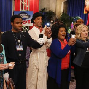 Still of Chevy Chase Vivian Zink Yvette Nicole Brown Alison Brie Gillian Jacobs Danny Pudi and Donald Glover in Community Conventions of Space and Time 2013
