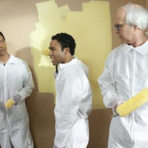 Still of Chevy Chase Danny Pudi and Donald Glover in Community 2009