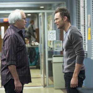 Still of Chevy Chase and Joel McHale in Community 2009