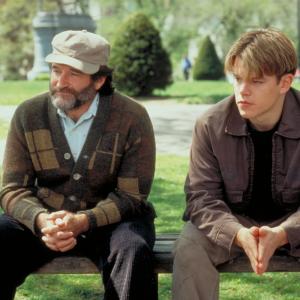 Still of Robin Williams and Matt Damon in Gerasis Vilas Hantingas (1997)