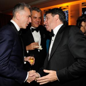 Daniel Day-Lewis, Danny Huston and and Co-Founder and Chief Executive Officer of Getty Images, Inc. Jonathan Klein attend the 2013 Vanity Fair Oscar Party hosted by Graydon Carter at Sunset Tower on February 24, 2013 in West Hollywood, California.