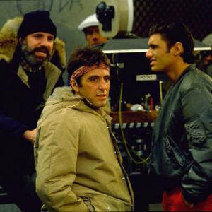 Al Pacino Brian De Palma and Steven Bauer in Scarface 1983