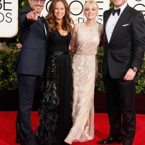 Robert Downey Jr., Anna Faris, Chris Pratt and Susan Downey at event of 72nd Golden Globe Awards (2015)