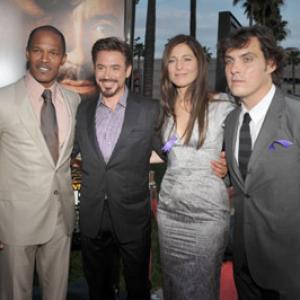 Robert Downey Jr Catherine Keener Jamie Foxx and Joe Wright at event of The Soloist 2009