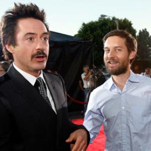 Robert Downey Jr and Tobey Maguire at event of Griaustinis tropikuose 2008