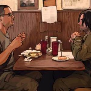 Still of Robert Downey Jr. and Rory Cochrane in A Scanner Darkly (2006)