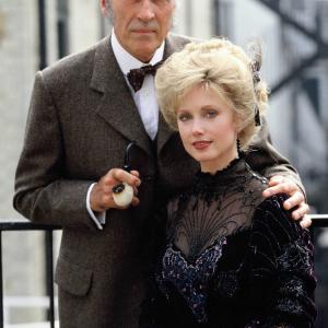 Morgan Fairchild and Christopher Lee at event of Sherlock Holmes and the Leading Lady 1991