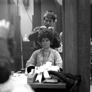Sally Field getting her hair done, c. 1972