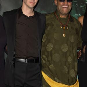 Keanu Reeves and Laurence Fishburne at event of Matrica. Revoliucijos (2003)