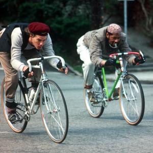 Still of Kevin Bacon and Laurence Fishburne in Quicksilver (1986)
