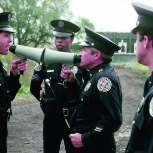 Still of Steve Guttenberg, G.W. Bailey, Lance Kinsey and Michael Winslow in Police Academy 4: Citizens on Patrol (1987)