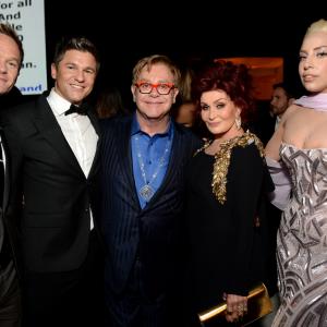 Neil Patrick Harris, Elton John, David Burtka, Sharon Osbourne and Lady Gaga