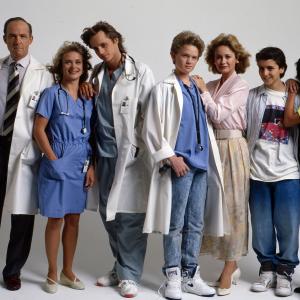 Still of Neil Patrick Harris Mitchell Anderson Max Casella Kathryn Layng Belinda Montgomery Lawrence Pressman and Lisa Dean Ryan in Doogie Howser MD 1989