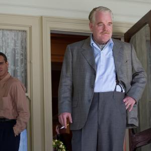 Still of Philip Seymour Hoffman and Joaquin Phoenix in The Master 2012