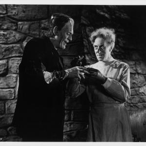 Still of Boris Karloff Elsa Lanchester and Ernest Thesiger in Bride of Frankenstein 1935