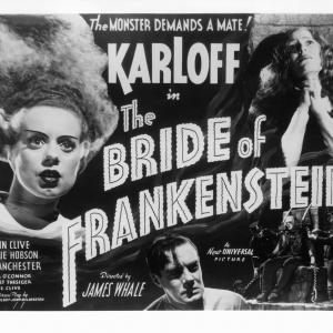 Still of Boris Karloff, Elsa Lanchester, Colin Clive and Valerie Hobson in Bride of Frankenstein (1935)