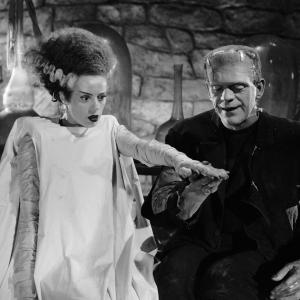 Still of Boris Karloff and Elsa Lanchester in Bride of Frankenstein 1935
